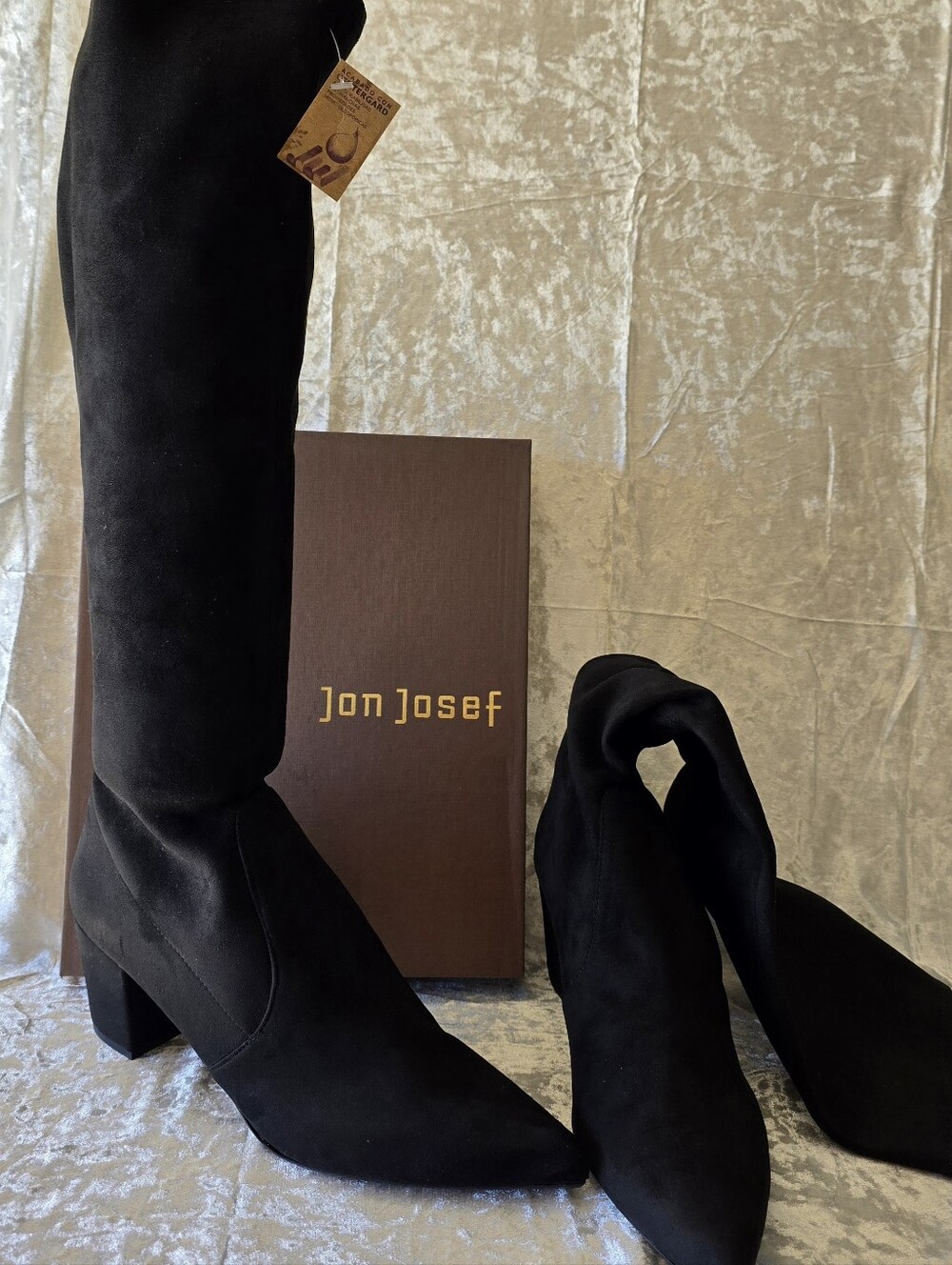 Jon Josef Winter Black Suede Knee-High Block Heel Boots